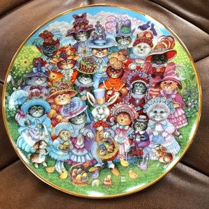 Vintage Easter collector Bill Bell Cat Plate- Easter